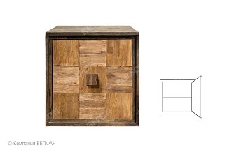 Модуль настенный "Cube Design" 1; фасад "шашки"; правый; графит, бейц-масло