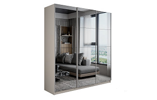 Шкаф-купе ЛЮКС 180х230х57 фасады зеркало / Кашемир