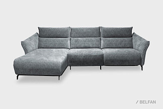 "Флойд" диван с оттоманкой; 8L+10W+1ER; Реклайнер; левый; металл черный; Afalin 15 (гр. 2/АВ)