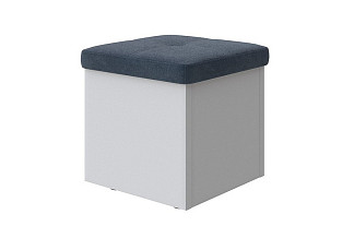 Пуфик Пуф Como/Veda (ЛДСП Белая+ткань Белый/Sohu Джинс) 42x42
