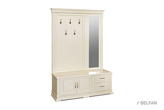 Тумба "Верди Люкс" (с вешалкой и зеркалом); слоновая кость