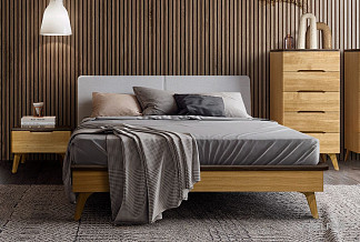 Кровать "Элва" (мягкое изголовье); без основания, без матраса; (1400x2000); бейц-масло, графит; Verona 04 Cream