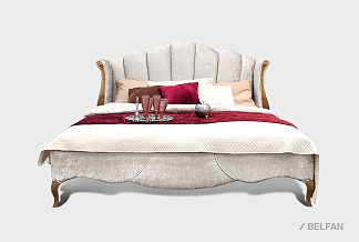 Кровать с мягким изголовьем (осн. ткань) "Трио"; без осн, без матр; (1800x2000); коньяк с серебряной патиной+серебро; И-11 (гр.5)