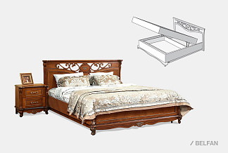 Кровать "Алези" с подьемным механизмом (низкое изножье); с основанием, без матраса; (1400x2000); античная бронза