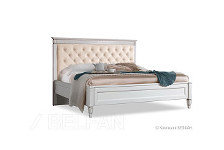 Кровать "Сиена" (мягкое изголовье); без основания, без матраса; (1600x2000); шампань; Tiffany 01 Cream