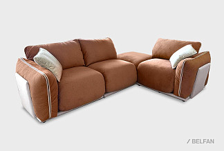 "Ферре" диван 3-х местный с пуфом; нераскл.; 1L+10+18+1R; правый; Ricci 05+Ricci 02+Enzo 130 (гр. 1/МТХ+СМ)