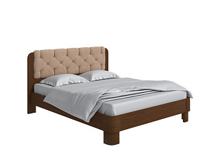 Кровать Орматек Wood Home 1 (Ткань/Массив (сосна) Мокко (сосна) с брашированием/Diva Миндаль (303)) 200x220