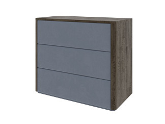 Комод Verda Bliss M (Ткань/Массив Масло-воск Темный Орех (дуб)/Manhattan 12 Тихий океан) 79x90