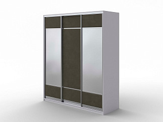 Шкаф Шкаф-купе 3х дв Como/Veda (2 зеркала) (ЛДСП Белая+ткань Белый/Laska 53 Можжевельни) 177x62