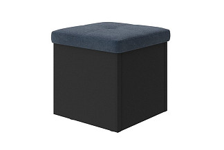Пуфик Пуф Como/Veda (ЛДСП Черная+ткань Черный/Sohu Джинс) 42x42