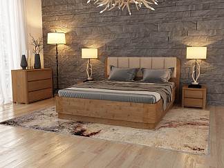 Кровать Орматек Wood Home 2 с подъемным механизмом (Ткань: Велюр Антик (сосна) с брашированием/Лофти Бежевый) 200x220