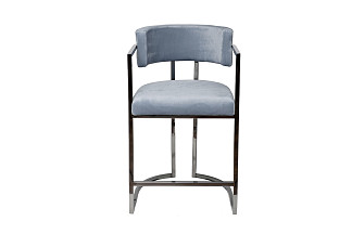 76AR-603-LB Стул полубарный велюр голубой/темный хром 52*55*91см