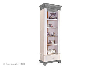 Стеллаж "Хельсинки-01" (1 ящик); белый воск+серый