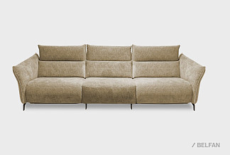 "Флойд" диван 3-х модульный; 1EL+10W+1ER; Реклайнер; металл черный; Laska 20 (гр. 3/АВ)