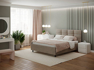 Кровать Como (Veda) 8 с ПМ + Матрас Dream Zone (Ткань: Микрофибра Diva Тауп) 180x200