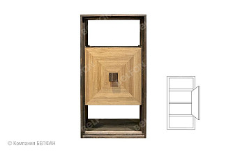Модуль настенный "Cube Design" 2 (с нишей); фасад "косынка" (шпон); правый; графит, бейц-масло