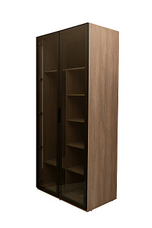 GD-10013/1-3 Шкаф Alto двухд c полками, цвет дуб Урбан Кофейный, дверцы стекло(тонир) 100*57*228.5см