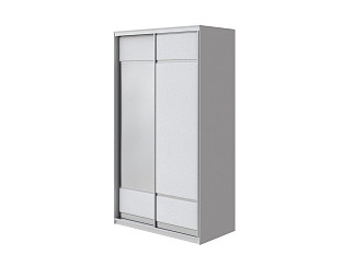 Шкаф Шкаф-купе 2х дв Como/Veda (1 зеркало) (ЛДСП Белая+ткань Белый/Teddy 300 Снежный/Серебро) 119x62