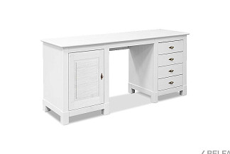 Стол письменный "Рауна" 14 (2 тумбы); белый воск