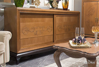Тумба-купе "Соната" (декор); коньяк с тёмной патиной+горький шоколад