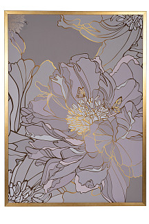 89VOR-PEONY Холст "Пион" 110х80 см, багет пластик (золото), золотая поталь
