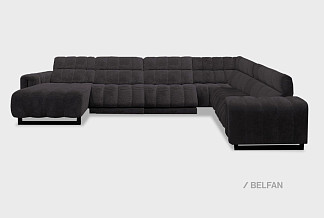 "Genesi" диван угловой с оттоманкой; раскл.; 8L+10W+10+90+1ER; Реклайнер; Antikvar 504 (38960) (гр. 4/АВ)