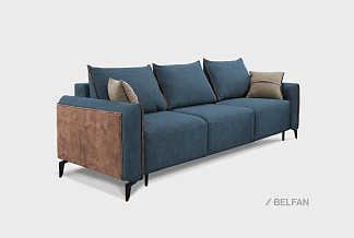 "Соренто" диван 3-х местный; раскл.; "Тик-так" (1530х2070); металл черный; Bonnevil 28+Bonnevil 10+Bonnevil 09 (гр.2/АВ)