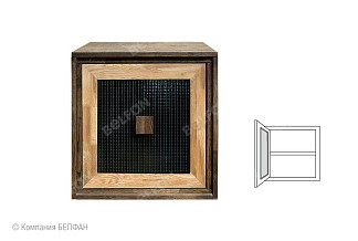 Модуль настенный "Cube Design" 1; фасад "стекло"; левый; графит, бейц-масло