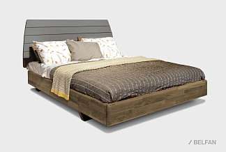 Кровать "Уоллстрит" (комбинированная); без основания, без матраса; (1600x2000); к-графит, изг-антрацит