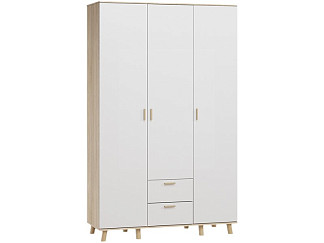 Распашной шкаф Пронто-3-130-210 Дуб Сонома / Белый