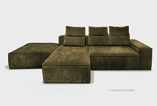 "HUGO" диван с оттоманкой и пуфом; нераскл.; 03+08+20+3; Divo 11 (гр.4/НФ)