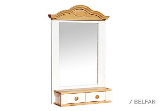 Полка-зеркало "Синди"; белый воск+антик