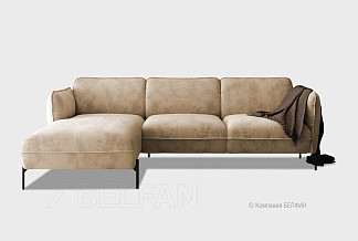 "Alex" диван с оттоманкой; раскл.; 6L2MR; "Тик-так" (2600x1500); левый; чёрный; Bentley Plain 41 (гр.5/ТД)