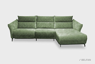 "Флойд" диван с оттоманкой; 1EL+10W+8R; Реклайнер; правый; металл черный; Afalin 21 (гр. 2/АВ)