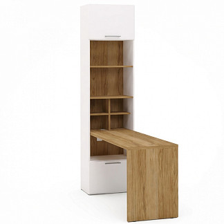 Стол письменный Сохо белая правый со стеллажом Сохо белая