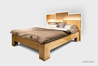 Кровать "Берген" 180 (с подсветкой); без основания, без матраса; (1800x2000); бейц-масло