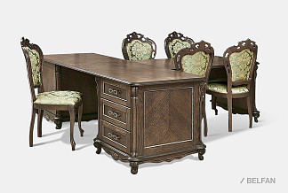 Стол письменный "Алези" с приставкой; табак