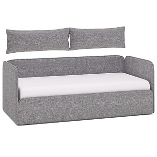 Кровать-диван односпальный 90х200 Челси,Римини с подъемным механизмом и подушками Римини белая