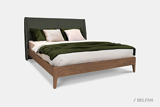 Кровать "Сакраменто" (мягкое изголовье); без основания, без матраса; (1400x2000); трюфель; Nashville 10