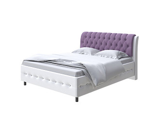 Кровать Como (Veda) 4 с ПМ + Матрас Orto Comfort Middle (Экокожа Белый/Слива) 200x200