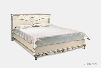 Кровать "Алези" с подьемным механизмом (низкое изножье); с основанием, без матраса; (1400x2000); слоновая кость с серебром