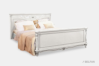 Кровать "Алези" (высокое изножье); с основанием, без матраса; (1800x2000); слоновая кость с серебром