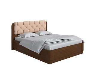 Кровать Орматек Wood Home 1 с подъемным механизмом (Ткань/Массив (сосна) Мокко (сосна) с брашированием/Casa Бежевый) 200x220