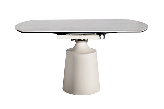 169DT-93133 Стол обеденный раскл. керам.столешница, 90(30+30)*150*75/77см, белый/бежевый