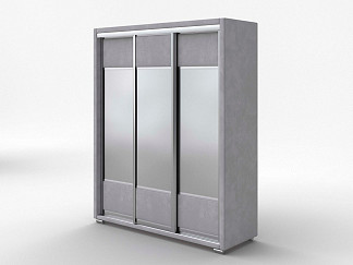Шкаф Орматек Шкаф-купе 3х дв Orma Soft 2 (3 зеркала) (Ткань: Микровелюр Laska 05 Утренний туман) 177x60