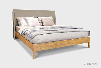 Кровать "Сакраменто М" (мягкое изголовье); без основания, без матраса; (1400x2000); к-бейц-масло; Nashville 04