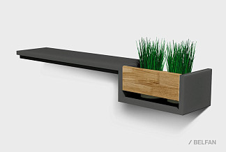 Полка с нишей "Уоллстрит" (правая); к-антрацит, вст-бейц-масло