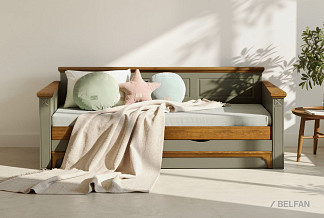 Кровать-диван под два матраса «Бриансон»; с настилом, без матраса; (900х2000); корсика+дуб