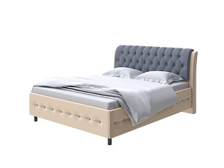 Кровать Como (Veda) 4 с ПМ + Матрас Orto Comfort Middle (Экокожа Бежевый/Темно-синий) 200x200