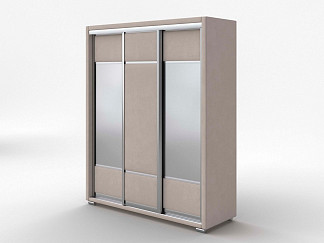 Шкаф Орматек Шкаф-купе 3х дв Orma Soft 2 (2 зеркала) (Ткань: Микровелюр Laska 15 Лён) 177x60